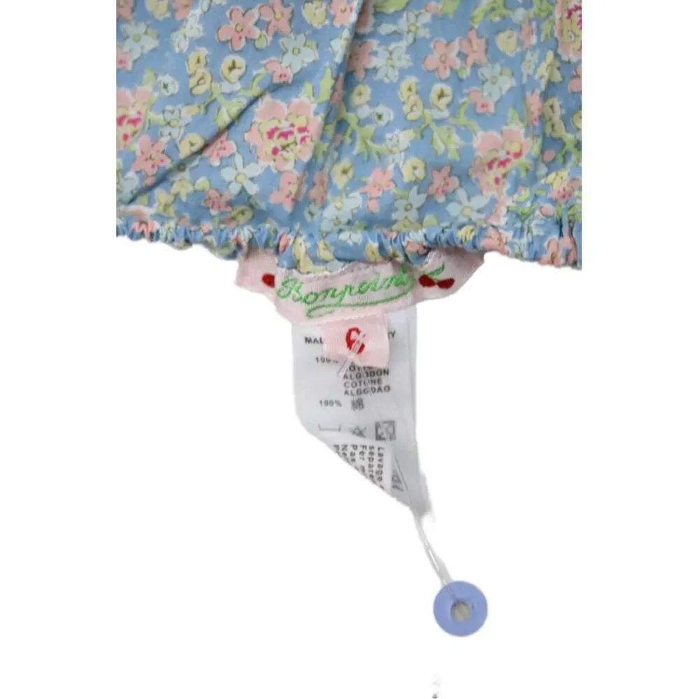 Bonpoint Girls Elastic Waistband Floral Printed Bottoms Blue Cotton 6 Months